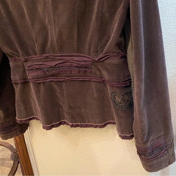FLAIR COLLECTION Women Brown Embellished Corduroy Boho Blazer-Medium-Fit Small - Picture 8 of 11